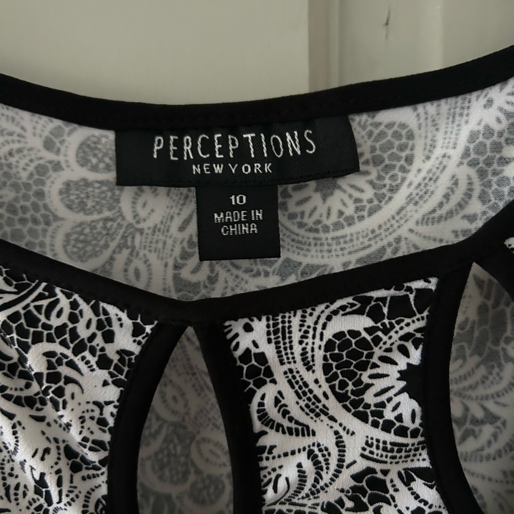 Perceptions black and white dress with belt size 10